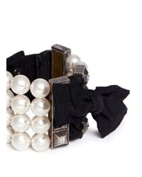 Lanvin | Multicolor Pearl Grosgrain Ribbon Bracelet | Lyst