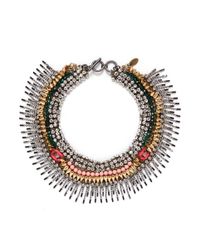 Venna | Multicolor Crystal Spike Fringe Collar Necklace | Lyst