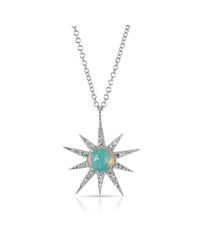 Anne Sisteron - Metallic 14kt White Gold Opal Diamond Starburst Necklace - Lyst