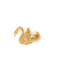 Kenneth Jay Lane | Metallic Crystal Pearl Swan Brooch | Lyst