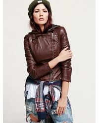 vegan red leather jacket