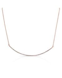 Anne Sisteron - Pink 14kt Rose Gold Diamond Thin Crescent Necklace - Lyst