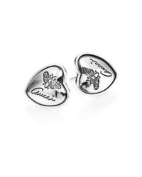 Gucci | Metallic Flora Heart Sterling Silver Stud Earrings | Lyst