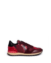Valentino | Red Rockrunner Paneled Camouflage Low-Top Sneakers | Lyst