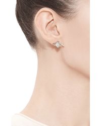 Fallon | Metallic Rhodium-plated Pave Barbed Wire Stud Earrings | Lyst