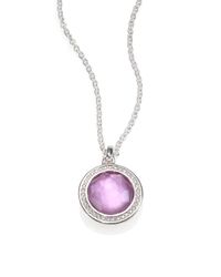 Ippolita | Metallic Stella Amethyst, Mother-Of-Pearl, Diamond & Sterling Silver Lollipop Doublet Pendant Necklace | Lyst