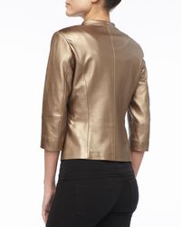Bagatelle Metallic Gold Pinched Leather Jacket