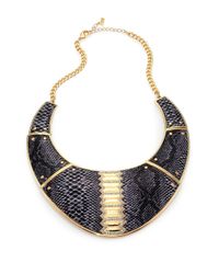 ABS By Allen Schwartz | Black Snakeskinprint Faux Leather Collar Necklace | Lyst