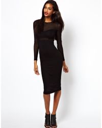 midi asos mesh sleeve cut dress purple