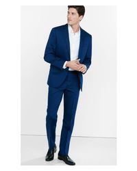 Lyst - Express Photographer Cotton Sateen Navy Blue Suit Pant in Blue ...