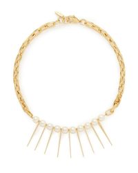 Joomi Lim | White 'vertigo' Geometric Metal Fretwork Pearl Necklace | Lyst