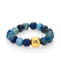 Nest | Black Teal Agate Single-station Beaded Stretch Bracelet | Lyst