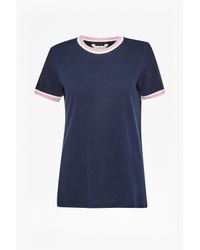 French Connection | Pink Band Cotton T-shirt | Lyst