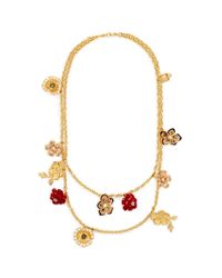 Alexander McQueen | Metallic Double Strand Crystal Flower Charm Necklace | Lyst
