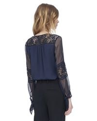 Rebecca Taylor - Blue Silk & Lace Blouse - Lyst