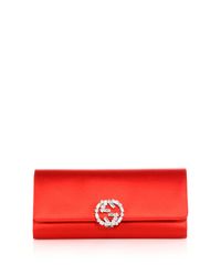 Gucci | Red Broadway Satin Evening Clutch | Lyst