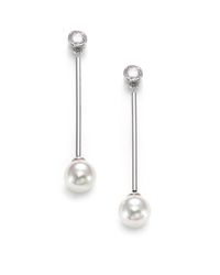 Majorica | 8mm White Pearl & Sterling Silver Drop Earrings | Lyst