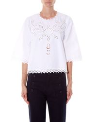 Étoile Isabel Marant White Dill Embroidered Cotton-poplin Top