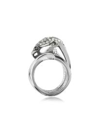 Roberto Cavalli | Metallic Panther Silver Metal Ring W/Crystals | Lyst