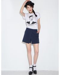Pixie Market - Blue Navy Cross Over Shorts - Lyst