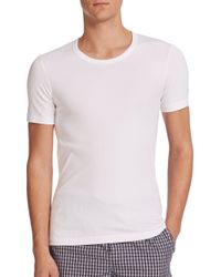 Hanro | White Ribbed Crewneck Tee for Men | Lyst