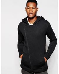 asymmetrical zip hoodie men's