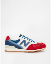 new balance 996 suede red white & blue sneakers