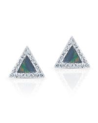Anne Sisteron - Black 14kt White Gold Opal Diamond Triangle Stud Earrings - Lyst