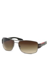 Prada | Gray Double Bridge Rectangular Sunglasses | Lyst