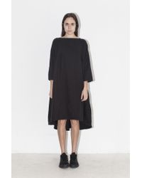 Black Crane - Black Pleated Cotton and Wool-Blend Midi Dress - Lyst