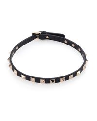 Valentino | Gold Rockstud Leather Convertible Choker Necklace/bracelet | Lyst