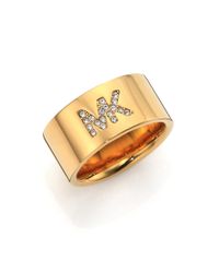 Michael Kors | Metallic Fulton Logo Pavé Band Ring/goldtone | Lyst