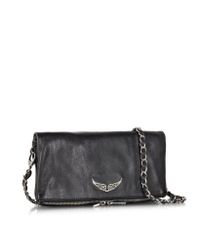 Zadig & Voltaire - Rock Black Leather Clutch W/Shoulder Strap - Lyst