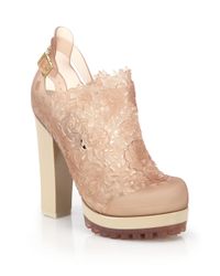 Melissa | Beige Ah Floral Cutout Platform Booties | Lyst