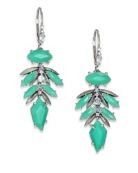 Alexis Bittar Fine | Green Mint Marquis Chrysoprase, Multicolor Sapphire & Sterling Silver Leaf Cluster Drop Earrings | Lyst