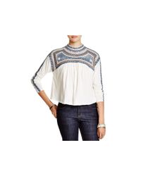 Free People | White Snow Bunny Embroidered Top | Lyst