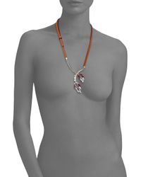 Marni | Metallic Asymmetrical Leather & Jeweled Spray Necklace | Lyst