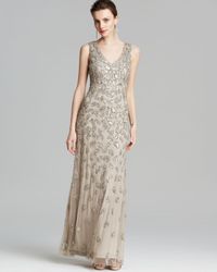 aidan mattox beaded v neck gown