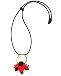 Marni | Red Leather Flower Pendant Necklace | Lyst
