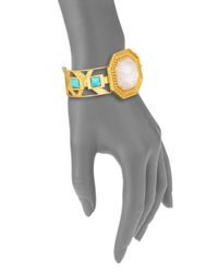 Stephanie Kantis | Metallic Joy White Quartz & Turquoise Cuff Bracelet | Lyst
