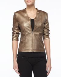 Bagatelle Metallic Gold Pinched Leather Jacket