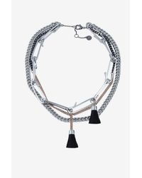 French Connection | Metallic Multi Row Necklace | Lyst