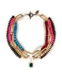 Venna | Multicolor Crystal Spikes Chain Necklace | Lyst