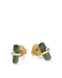 Monique Péan | Green Tourmaline and White Diamond Stud Earrings | Lyst