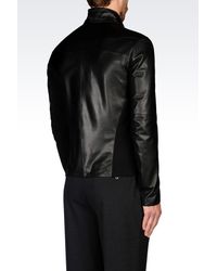 Emporio Armani | Black Full Zip Blouson In Napa Lambskin for Men | Lyst