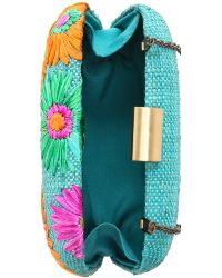 Serpui Multicolor Flora Embroidered Clutch