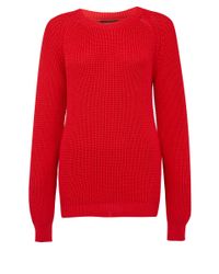 Lyst - A.P.C. Red Crew Neck Chunky Knit Jumper in Red for Men