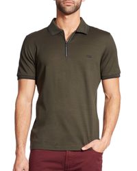 Ferragamo | Green Zip Cotton Polo for Men | Lyst