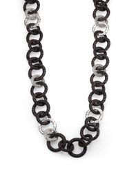John Hardy | Black Palu Rose Wood Sterling Silver Link Necklace | Lyst