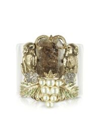 Roberto Cavalli | Metallic Brass And Plexiglass Monkey Cuff Bracelet | Lyst